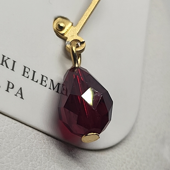 Ruby Red Swarovski Crystal Drop Dangle Earrings - Picture 3 of 6